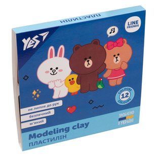 Пластилін YES Line friends 12 кольорів 240 г (540621) 540621 фото
