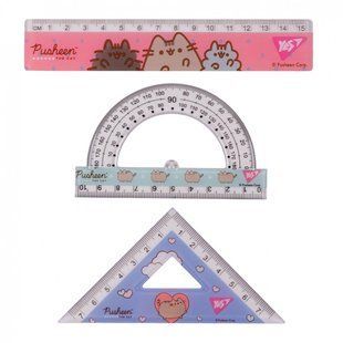 Набор линеек Yes (3 предмета) Pusheen, линейка 15 см (370688) 370688 фото