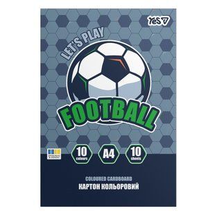 Картон цветной односторонний Yes Football 10 листов А4 папка 955491 фото