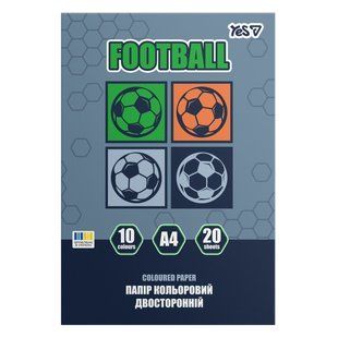 Бумага цветная двусторонняя Yes Football 20 листов А4 скоба 955503 фото
