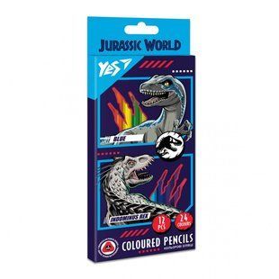 Карандаши цветные YES 12 шт 24 цв Jurassic World (290679) 290679 фото