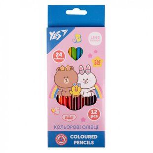 Карандаши цветные YES 12/24 цв Line Friends (290713) 290713 фото