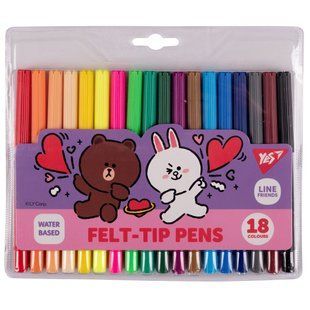 Фломастери Yes 18 кольорів Line Friends 650551 фото