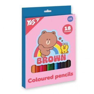 Олівці кольорові Yes 18 кольорів Line Friends Choco and Sally (290734) 290734 фото