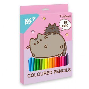 Олівці кольорові Yes 18 кольорів Pusheen рожевий (290733) 290733 фото