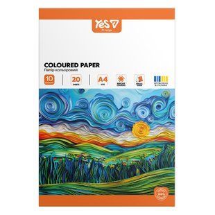 Папір кольоровий односторонній Yes Orange Line 20 аркушів А4 скоба 954897 фото