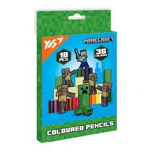 Олівці кольорові Yes 18/36 кольорів Minecraft Heroes (290750) 290750 фото