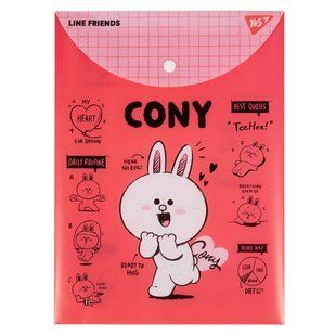 Папка-конверт YES А4 на кнопці Line Friends. Cony вертикальна 492077 фото