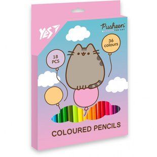 Олівці кольорові Yes 18/36 кольорів Pusheen Balloons (290751) 290751 фото