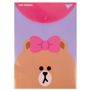 Папка-конверт YES А4 на кнопці Line Friends вертикальна 492076 фото
